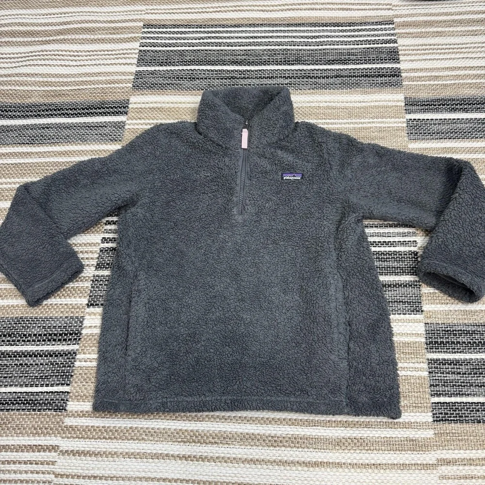 Patagonia Pullover Youth Medium Gray Los Gatos 1/4‎ Zip Fleece Sherpa High Pile